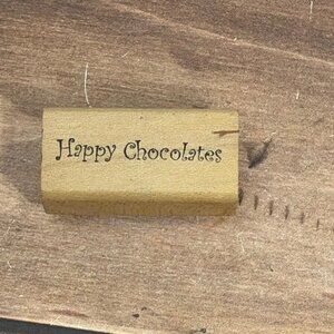 2003 PEDDLERS PACK STAMPWORKS 654A HAPPY CHOCOLATE WOOD MOUNTED RUBBER STAMP